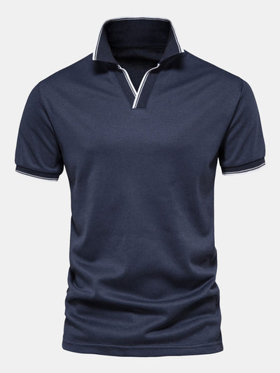 Heren poloshirt met V-hals