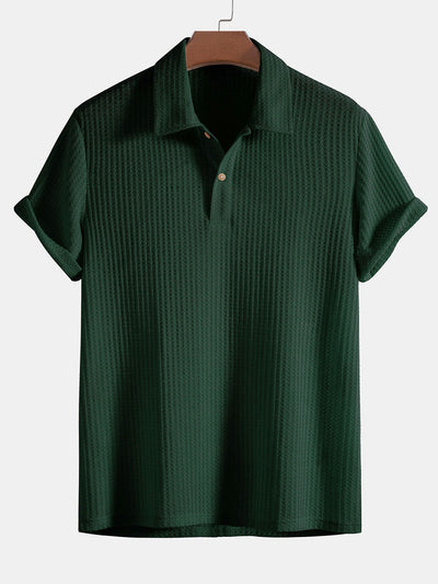 Gebreid poloshirt met wafelpatroon