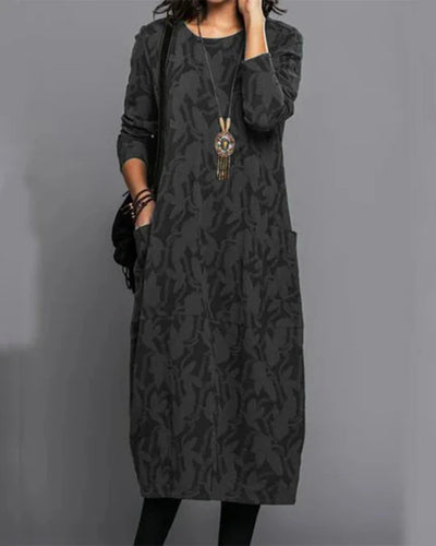 Amalia™ - Long-Sleeve Midi Dress with Full Tummy Coverage