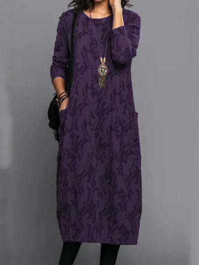 Amalia™ - Long-Sleeve Midi Dress with Full Tummy Coverage