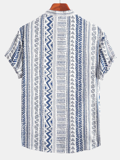 Overhemd met Henley-kraag met tribal geometrische print en halve sluiting