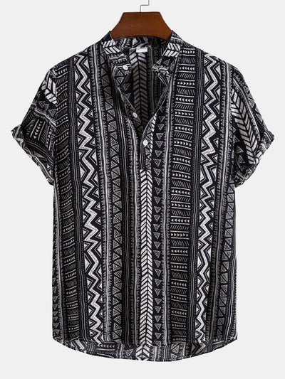 Overhemd met Henley-kraag met tribal geometrische print en halve sluiting