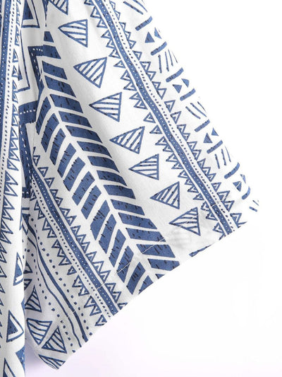 Overhemd met Henley-kraag met tribal geometrische print en halve sluiting