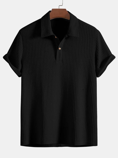 Gebreid poloshirt met wafelpatroon