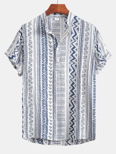 Overhemd met Henley-kraag met tribal geometrische print en halve sluiting