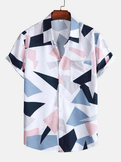 Overhemd met geometrische print, knoopsluiting en zak